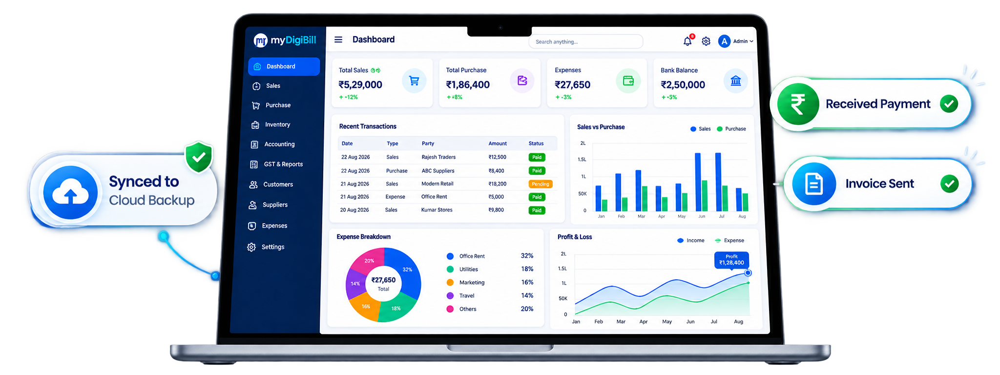 myDigiBill GST Accounting & Bookkeeping Software Interface